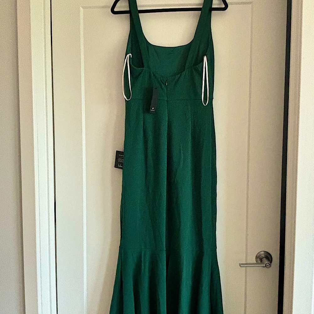 Emerald Green Square NeckTrumpet Maxi Dress - Picture 2 of 3